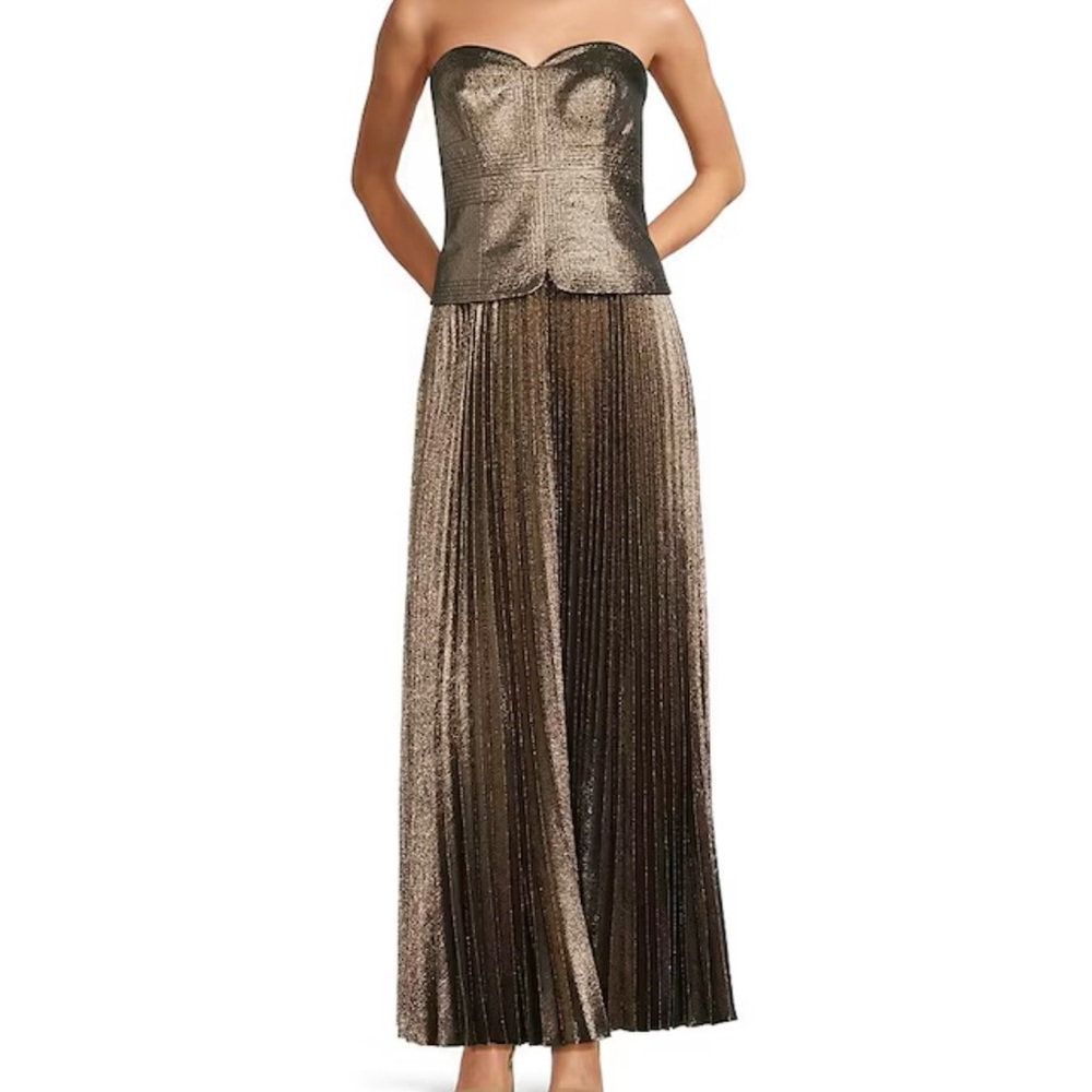 ANTONIO MELANI Billie Crepe Metallic Strapless Maxi Dress